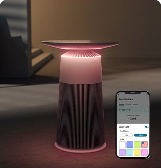 AeroFurniture mood lighting in a dark room.