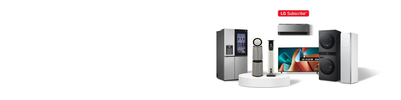 LG Subscribe appliance lineup graphic.