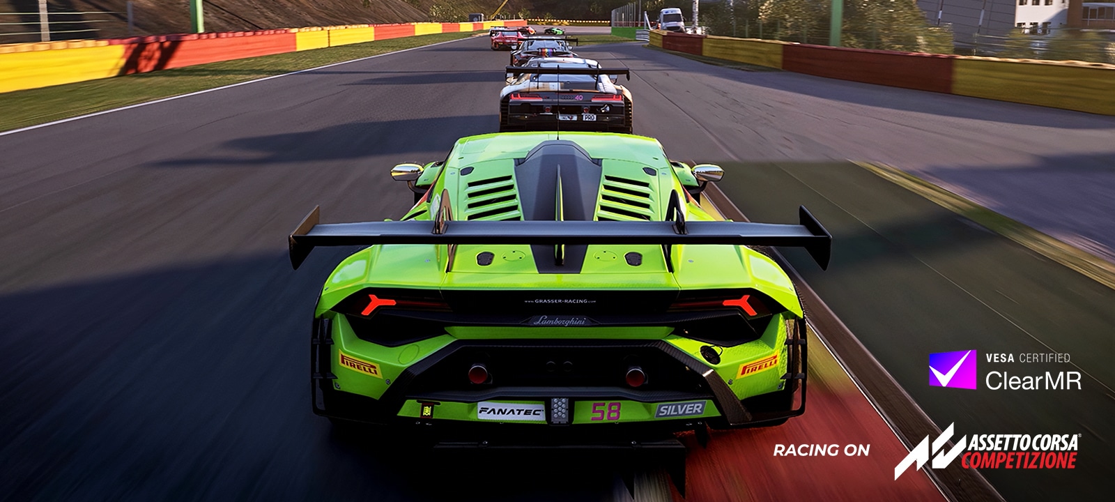 Image of a green car racing on a track