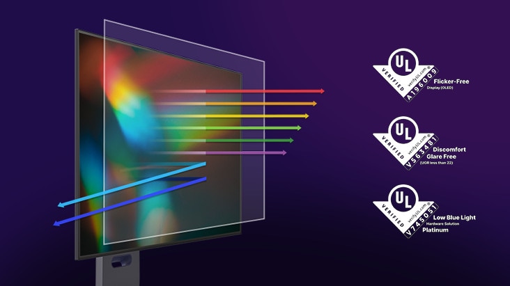 LG UltraGear OLED gaming monitor blocking harmful blue light