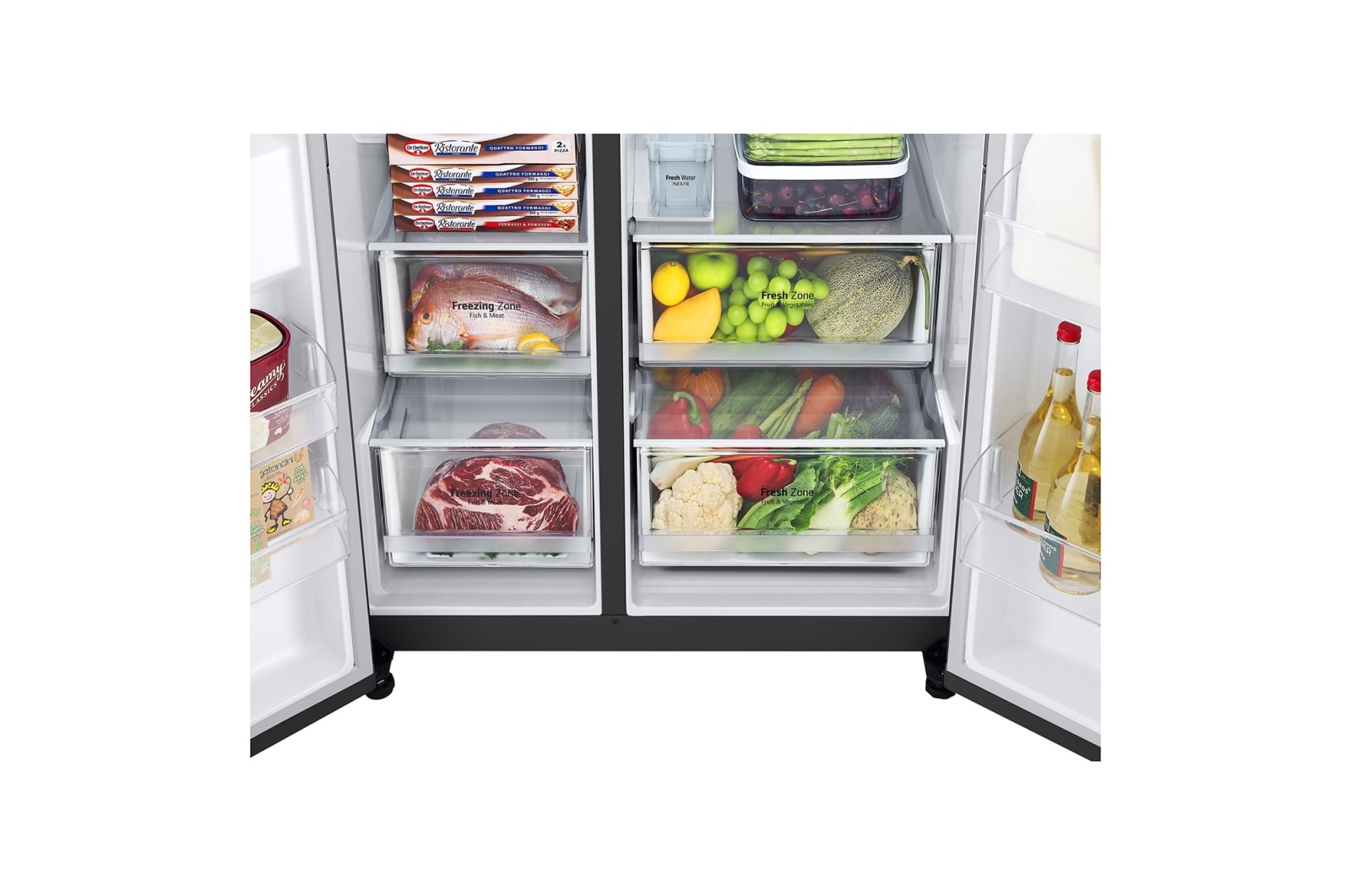 635L Side-by-Side Fridge in Matte Black Finish - Matte Black PCM thumbnail 4