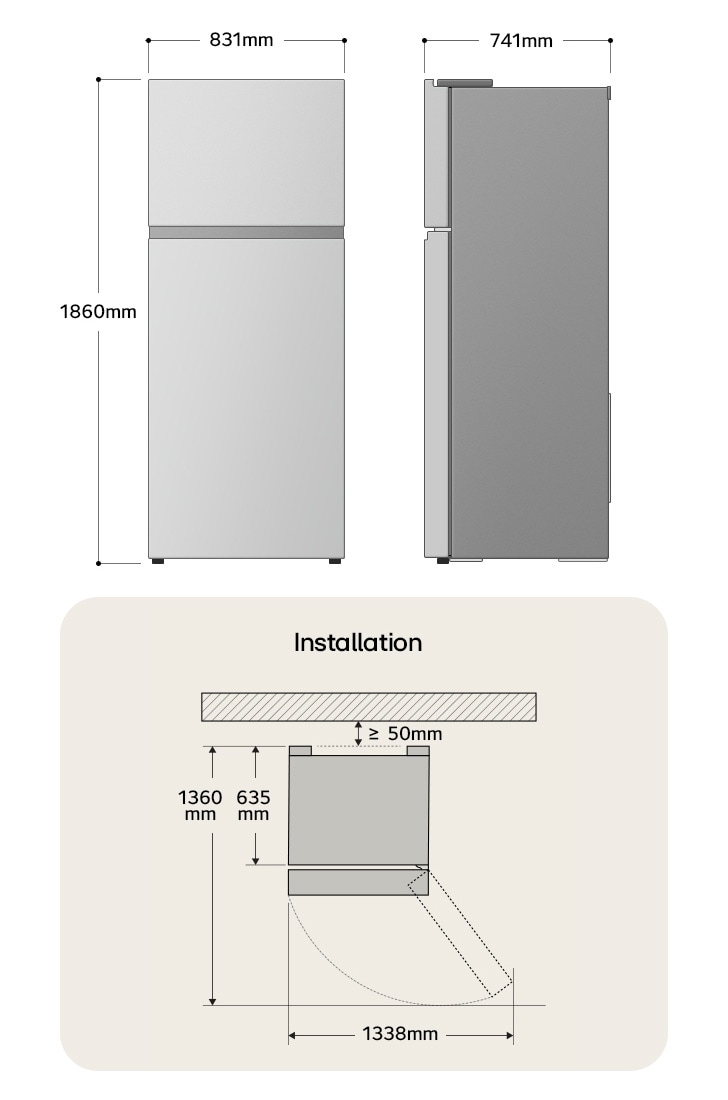 GRTF622PQHR Dimensions