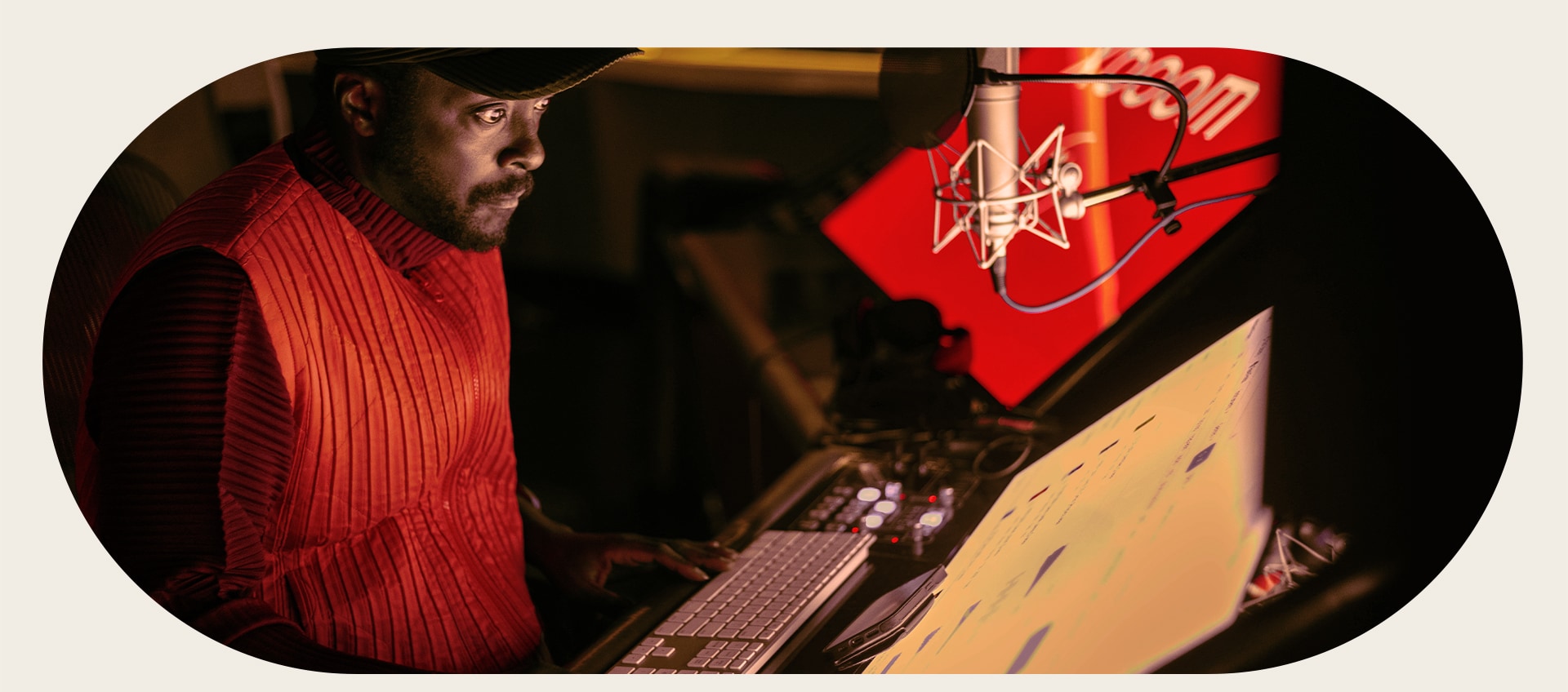 will.i.am working in studio